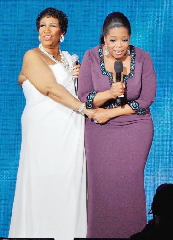 Aretha Franklin;Oprah Winfrey;<br>Aretha Franklin and Oprah Winfrey During Surprise Oprah A Farewell Spectacular