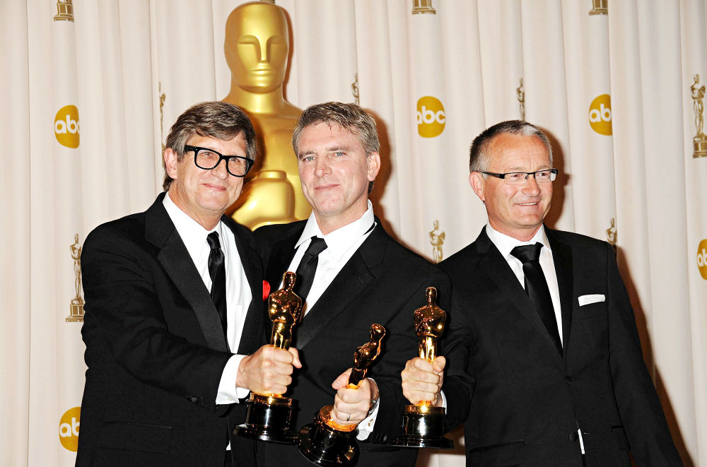 Rick Carter;Robert Stromberg;Kim Sinclair;<br>The 82nd Annual Academy Awards (Oscars) - Press Room