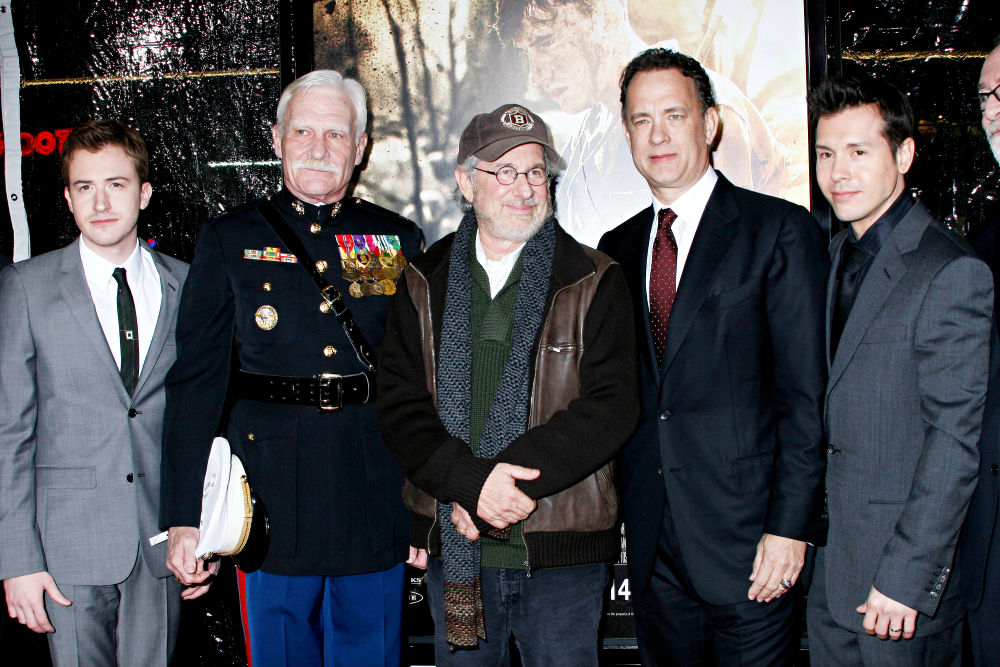 Joseph Mazzello;Dale Dye;Steven Spielberg;Tom Hanks;Jon Seda;<br>Los Angeles Premiere of HBO's new mini series 'The Pacific'