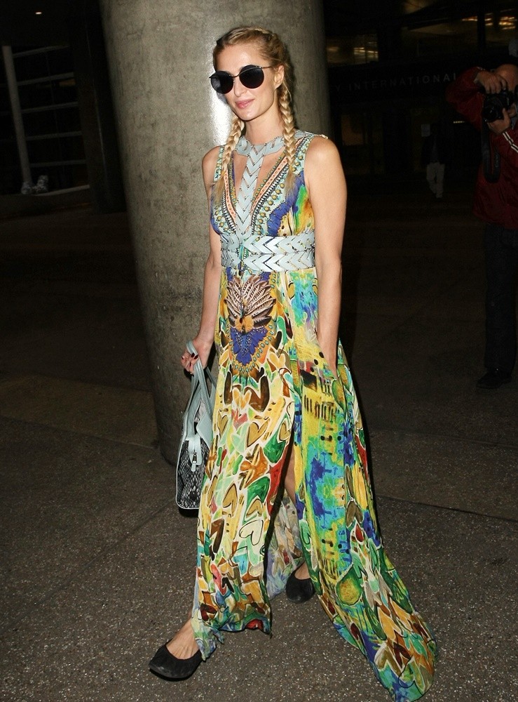 Paris Hilton Arriving Into Los Angeles International Airport