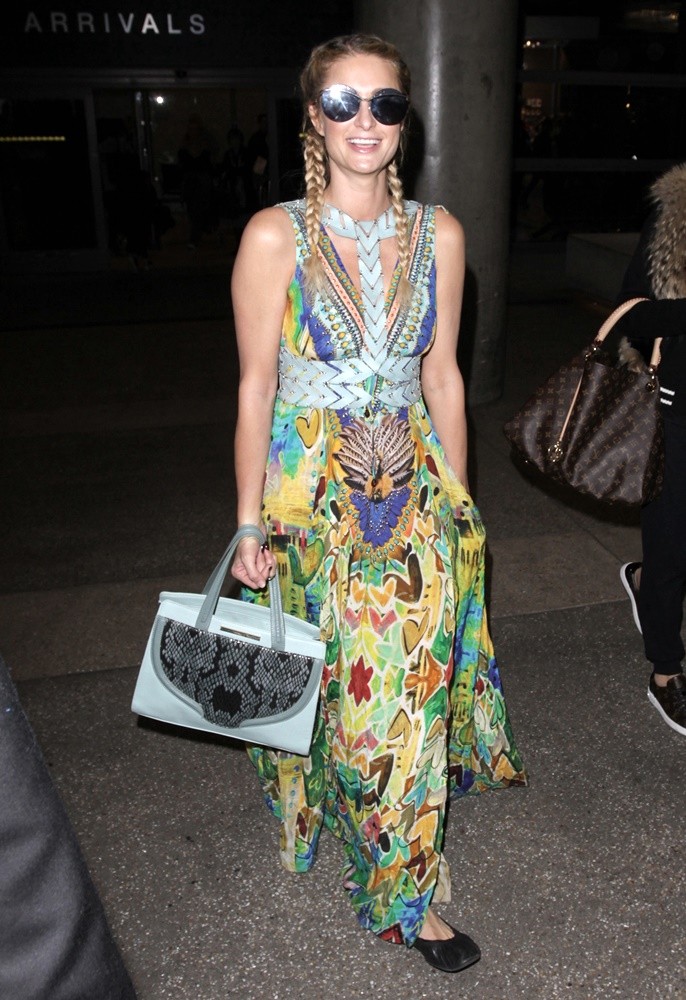 Paris Hilton Arriving Into Los Angeles International Airport