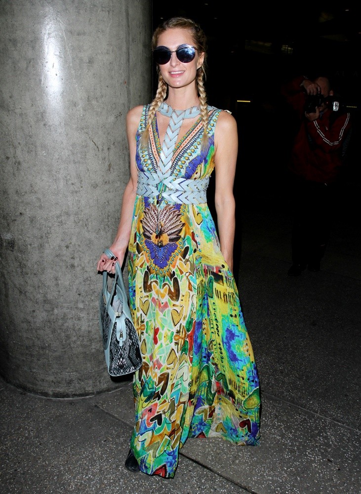 Paris Hilton Arriving Into Los Angeles International Airport