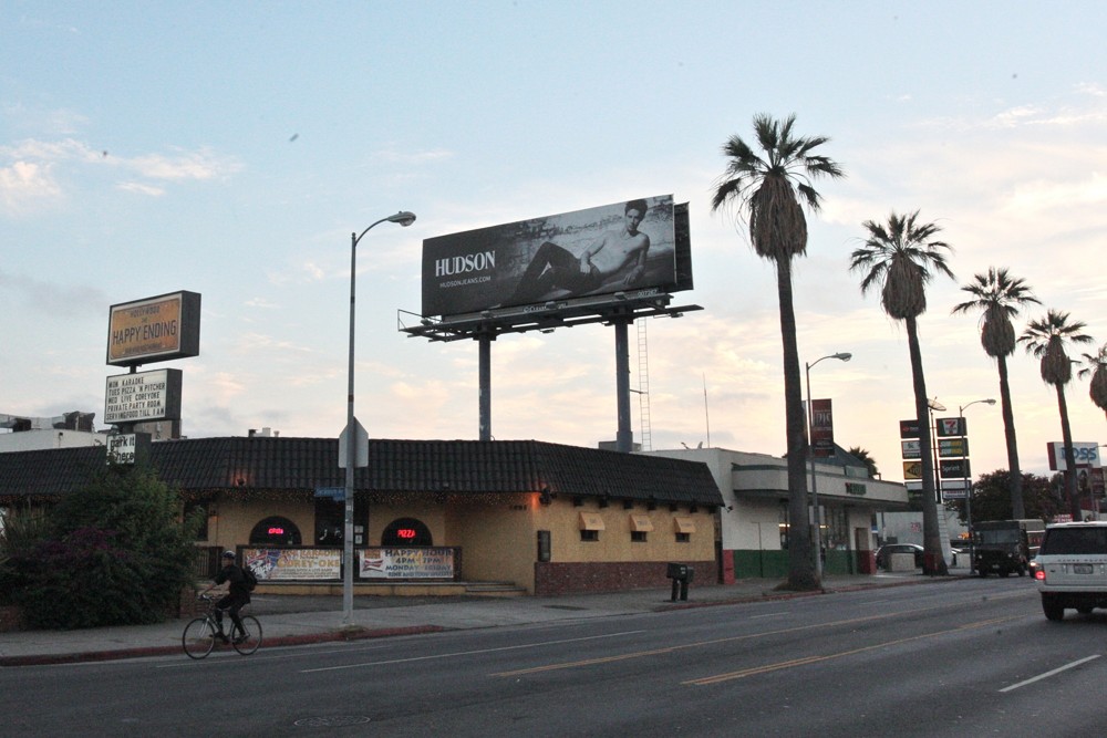 Patrick Schwarzenegger;<br>Patrick Schwarzenegger Poses Shirtless for Hudson Jeans on A Sunset Boulevard Billboard