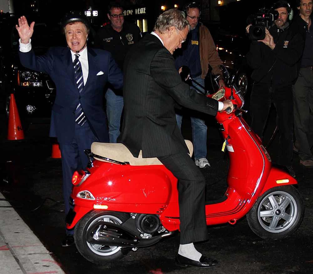 Regis Philbin;David Letterman;<br>Regis Philbin Is Given A Vespa Scooter by David Letterman - The Late Show with David Letterman