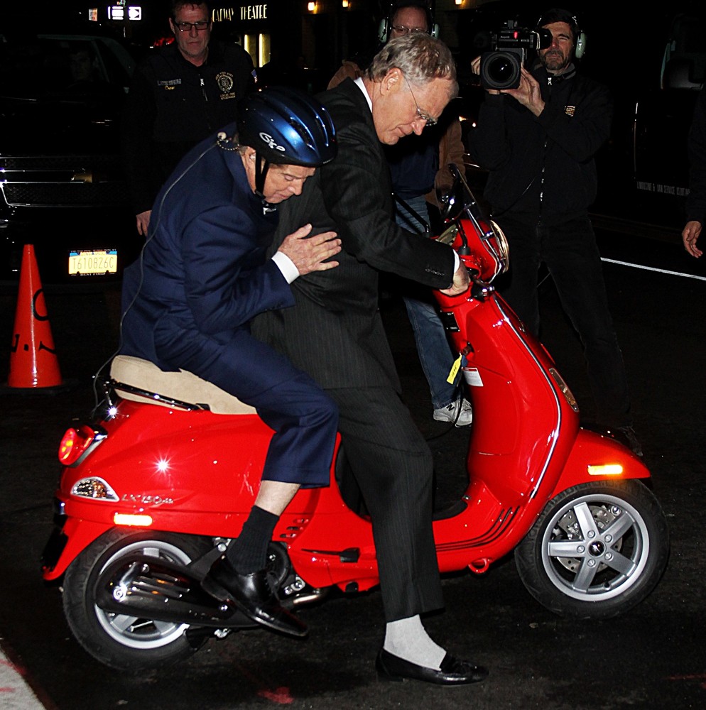 Regis Philbin;David Letterman;<br>Regis Philbin Is Given A Vespa Scooter by David Letterman - The Late Show with David Letterman