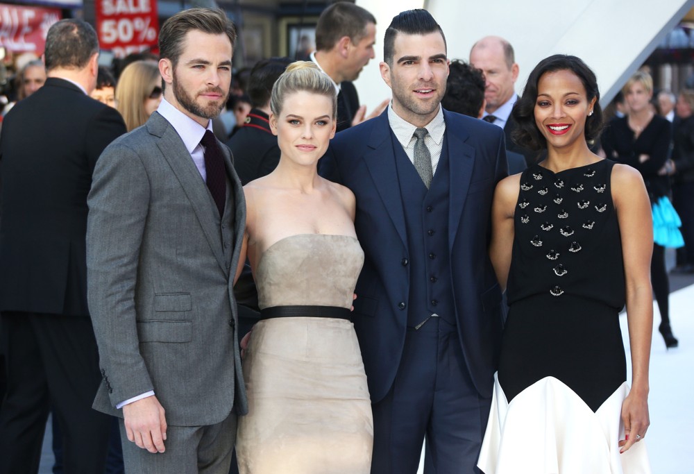Chris Pine;Alice Eve;Zachary Quinto;Zoe Saldana;<br>U.K. Premiere of Star Trek Into Darkness - Arrivals