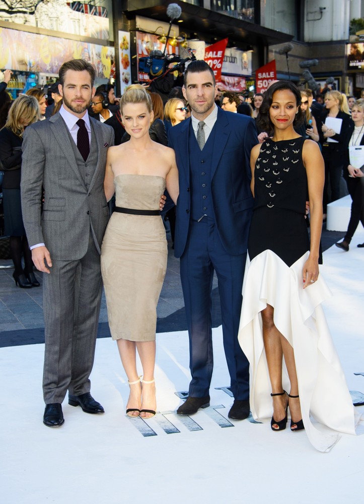 Chris Pine;Alice Eve;Zachary Quinto;Zoe Saldana;<br>U.K. Premiere of Star Trek Into Darkness - Arrivals