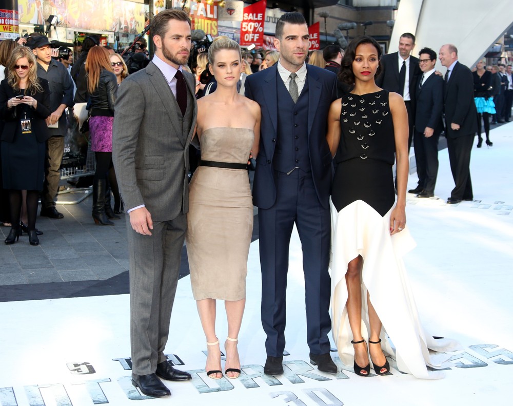 Chris Pine;Alice Eve;Zachary Quinto;Zoe Saldana;<br>U.K. Premiere of Star Trek Into Darkness - Arrivals