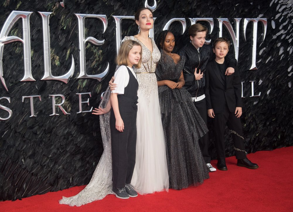 Vivienne Jolie-Pitt, Angelina Jolie, Zahara Jolie-Pitt, Shiloh Jolie-Pitt, Knox Leon<br>The European Premiere of Maleficent: Mistress of Evil - Arrivals