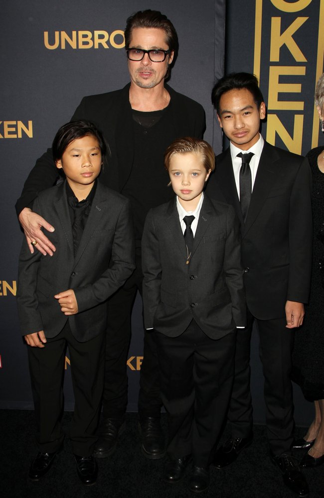 Pax Jolie-Pitt;Brad Pitt;Shiloh Jolie-Pitt;Maddox Jolie-Pitt;<br>Los Angeles Premiere of Unbroken - Red Carpet Arrivals