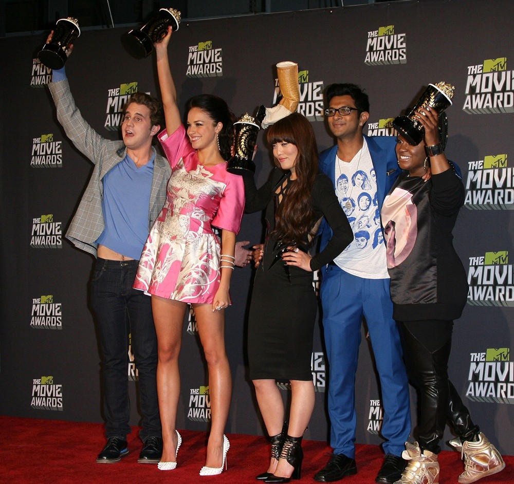 Ben Platt;Alexis Knapp;Hana Mae Lee;Utkarsh Ambudkar;Ester Dean;<br>2013 MTV Movie Awards - Press Room