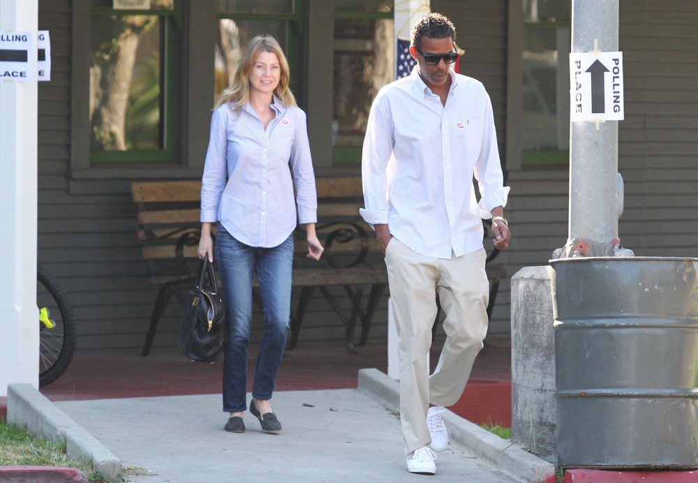 Ellen Pompeo;Chris Ivery;<br>Ellen Pompeo and Chris Ivery Are Seen Leaving A Voting Polling Station on Election Day