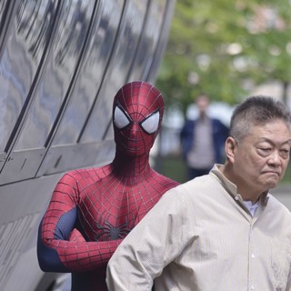 Andrew Garfield Gets into Character as He Films Scenes for The Amazing Spiderman 2