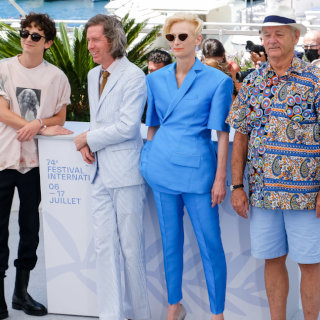 Timothee Chalamet, Wes Anderson, Tilda Swinton, Bill Murray in The French Dispatch Photocall - The 74th Cannes International Film Festival