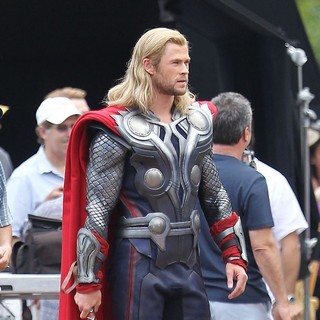 Actors on The Set of The Avengers Shooting on Location in Manhattan