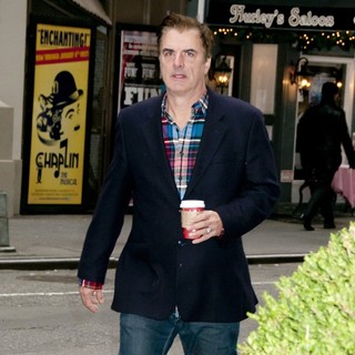 Chris Noth in Chris Noth Is Seen Walking with A Coffee