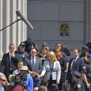 Filming on Location of TV Show Law and Order: Special Victims Unit Outside The Supreme Court