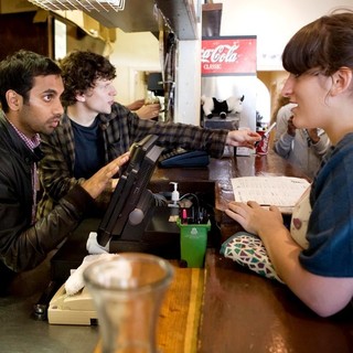 Jesse Eisenberg and Aziz Ansari Serve Pizza to Promote 30 Minutes or Less