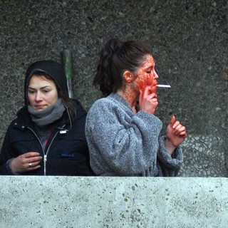 Gemma Arterton and Saoirse Ronan During A Break from Filming Byzantium