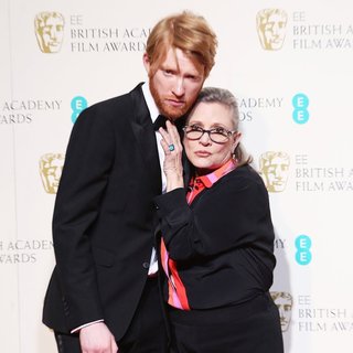 Domhnall Gleeson, Carrie Fisher in EE British Academy Film Awards 2016 - Press Room