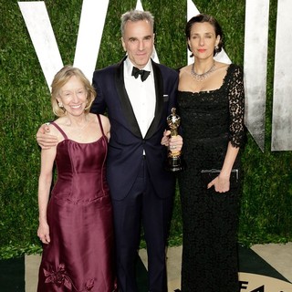 Doris Kearns Goodwin, Daniel Day-Lewis, Rebecca Miller in 2013 Vanity Fair Oscar Party - Arrivals