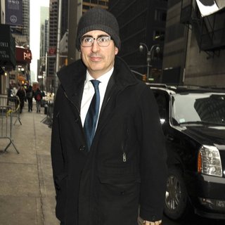 John Oliver Arrives for The Late Show with David Letterman