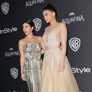 Kourtney Kardashian, Kylie Jenner in InStyle and Warner Bros 73rd Annual Golden Globes Post-Party