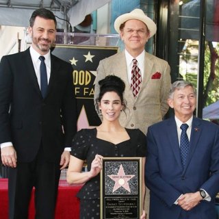 Jimmy Kimmel, Sarah Silverman, John C. Reilly, Leron Gubler in Sarah Silverman Is Honored with A Star on The Hollywood Walk of Fame