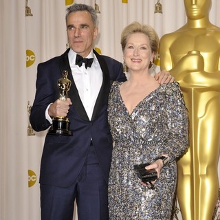 Daniel Day-Lewis, Meryl Streep in The 85th Annual Oscars - Press Room