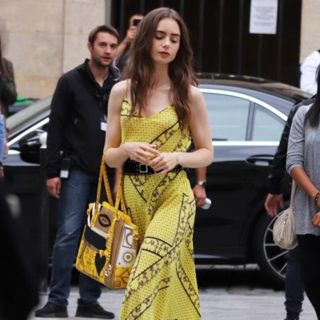 Lily Collins Seen Filming Scenes for Netflix Series Emily in Paris