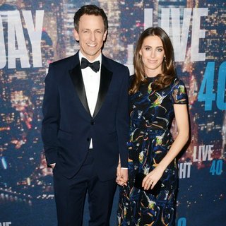 Seth Meyers, Alexi Ashe in Saturday Night Live 40th Anniversary Special - Red Carpet Arrivals