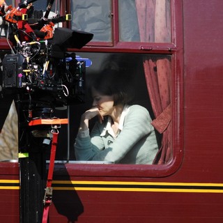 Nicole Kidman Filming A Train Scene from The Movie The Railway Man