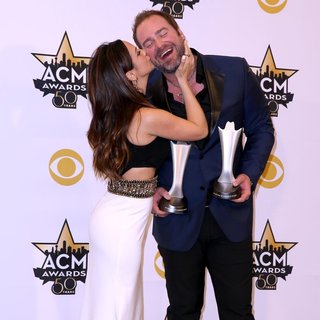 Sarah Parlinten, Lee Brice in 50th Academy of Country Music Awards - Press Room