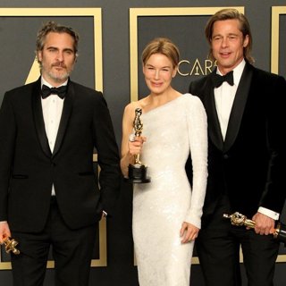 Joaquin Phoenix, Renee Zellweger, Brad Pitt in 92nd Academy Awards - Press Room