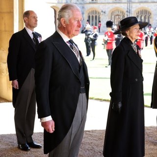 Prince Edward, Prince Charles, Princess Anne in Duke of Edinburgh Funeral