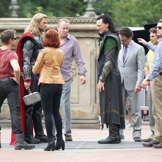 Actors on The Set of The Avengers Shooting on Location in Manhattan