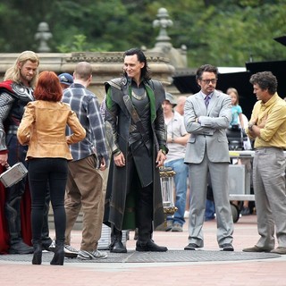 Actors on The Set of The Avengers Shooting on Location in Manhattan