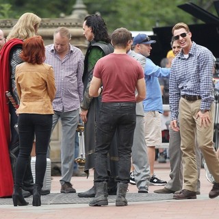 Actors on The Set of The Avengers Shooting on Location in Manhattan