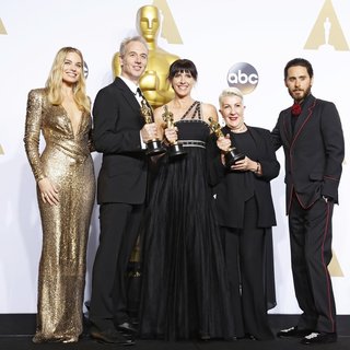 Margot Robbie, Damian Martin, Elka Wardega, Lesley Vanderwalt, Jared Leto in 88th Annual Academy Awards - Press Room