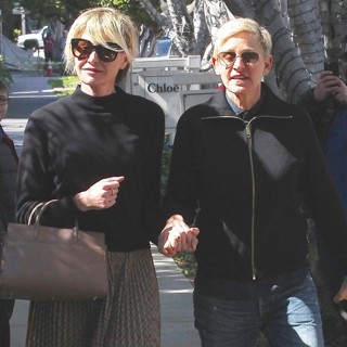 Ellen DeGeneres and Portia de Rossi at Melrose Place