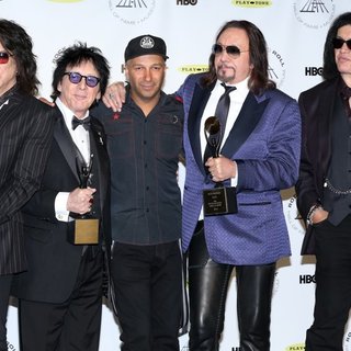 Paul Stanley, Peter Criss, Tom Morello, Ace Frehley, Gene Simmons in 29th Annual Rock and Roll Hall of Fame Induction Ceremony