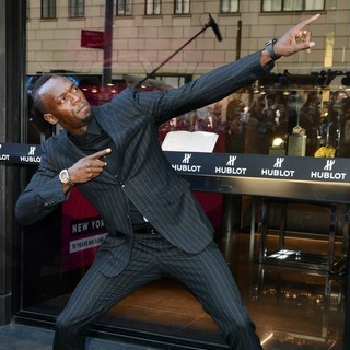 Usain Bolt in Hublot Fifth Avenue Flagship Boutique Store Opening
