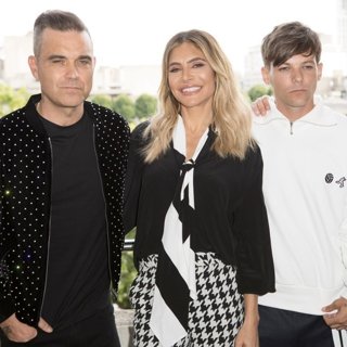 Robbie Williams, Ayda Field, Louis Tomlinson, Simon Cowell in X Factor Press Conference