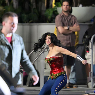 Adrianne Palicki Films A Scene for 'Wonder Woman' Where She Apprehends A Criminal