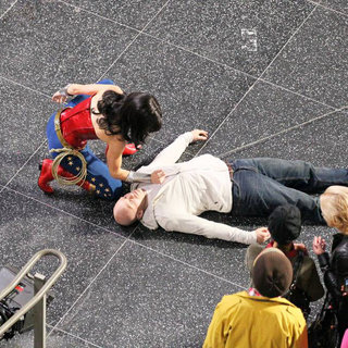 Adrianne Palicki Films A Scene for 'Wonder Woman' Where She Apprehends A Criminal