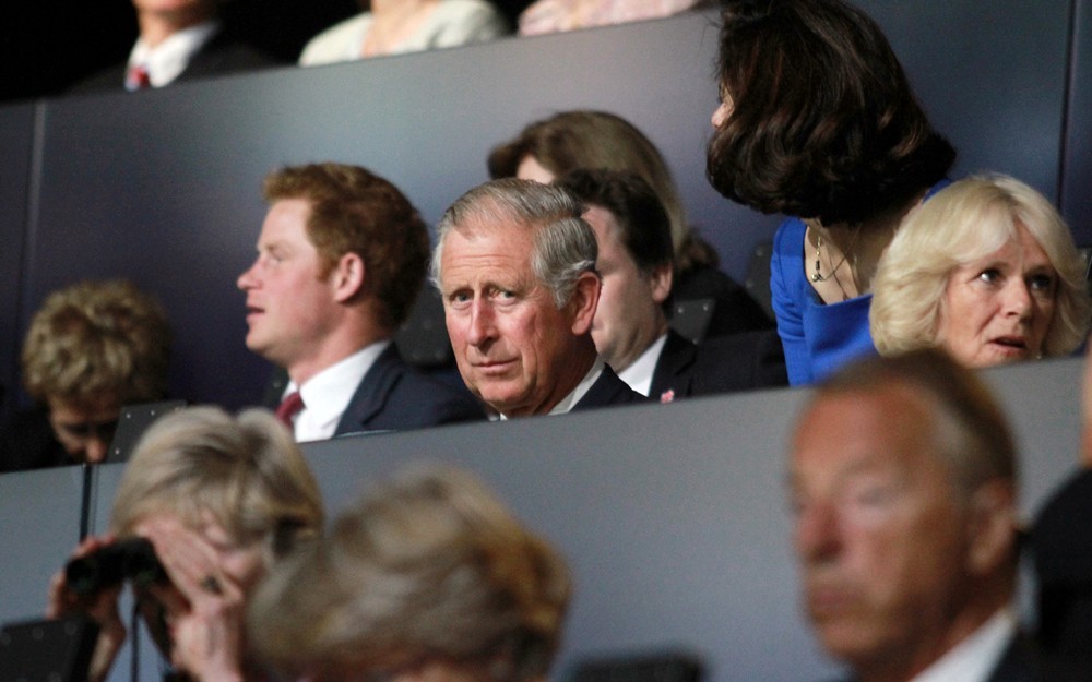 Prince Harry;Prince Charles;Camilla Parker Bowles;<br>The Opening Ceremony of The London 2012 Olympic Games