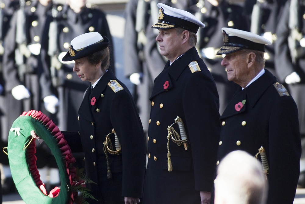 Princess Anne;Prince Andrew;Prince Philip;<br>Sunday Commemorating Sacrifices of The Armed Forces