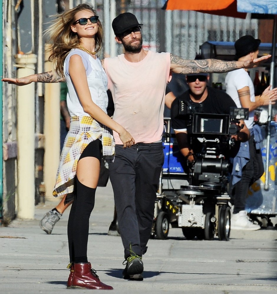 Behati Prinsloo;Adam Levine;<br>On The Set of Maroon 5's Music Video Animals