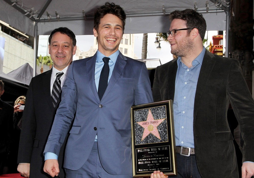 Sam Raimi;James Franco;Seth Rogen;<br>James Franco Is Honoured with A Hollywood Star on The Hollywood Walk of Fame