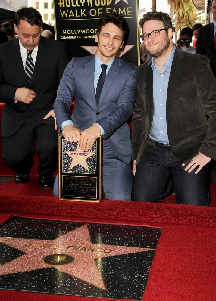 Sam Raimi;James Franco;Seth Rogen;<br>James Franco Is Honoured with A Hollywood Star on The Hollywood Walk of Fame